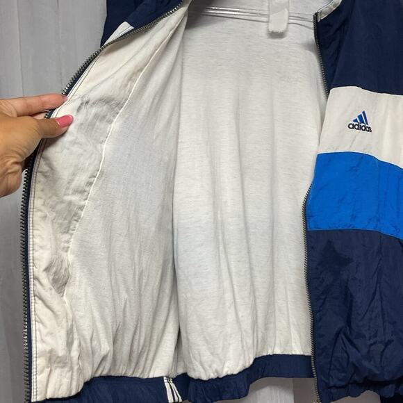 Vintage 90's Adidas Windbreaker Jacket Embroidered Spellout 3 Stripes Sz xL RARE - Picture 9 of 10